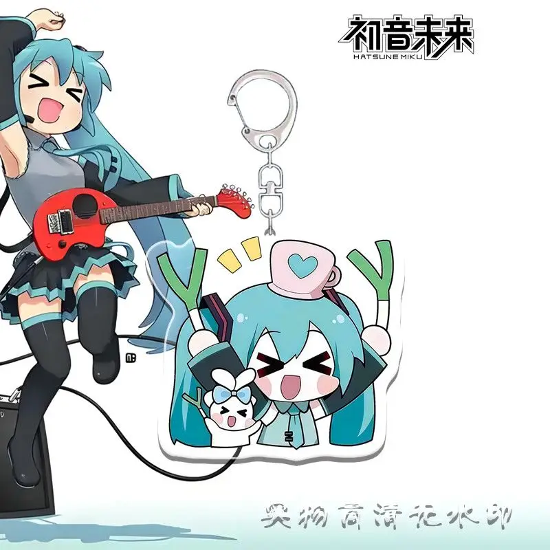 Japanese Hatsune Miku Pendant Acrylic Car Keychain Cute School Bag Accessories Anime Doll Toys Peripherals Birthday Gifts