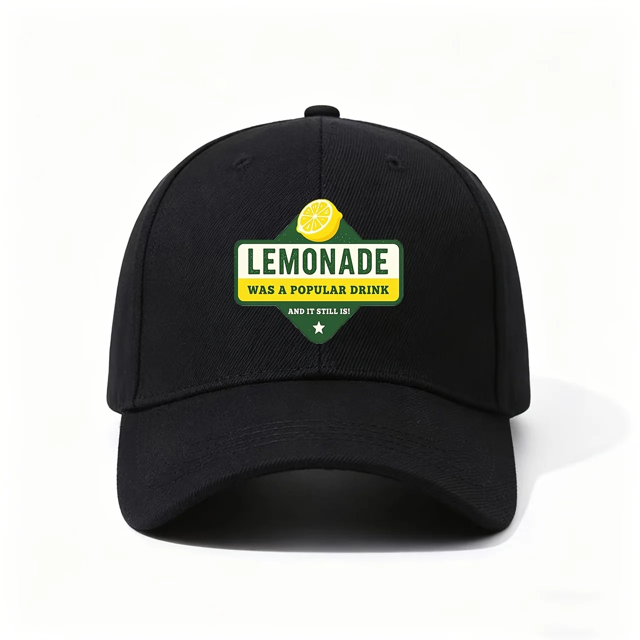 Baseball Cap, Made of Soft Breathable with Adjustable Strap Closure, Features Retro-Style LEMONADE Print with Lemon Slice And Sl