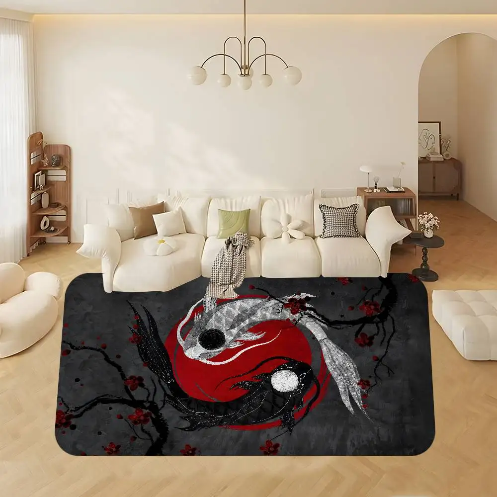 Chinese Tai Chi Bagua Yin Yang Door Mat Washable Non-Slip Living Room Sofa Chairs Area Mat Kitchen Bedside Area Rugs