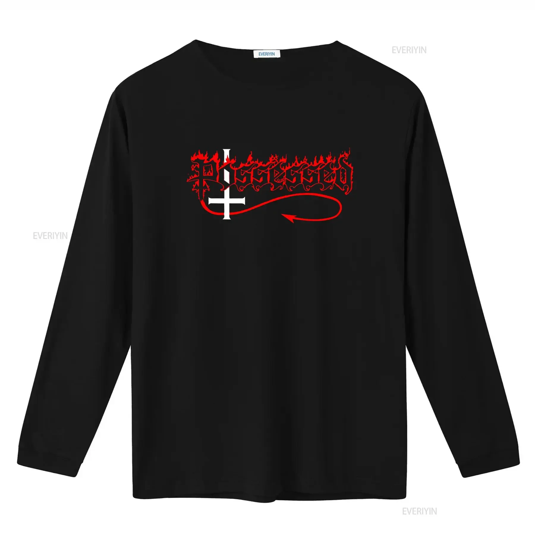 Possessed Seven Churches Album Cotton T Shirt by Larry LaLonde Daniel Gonzalez Bold Red White Gothic Cross Design vintage