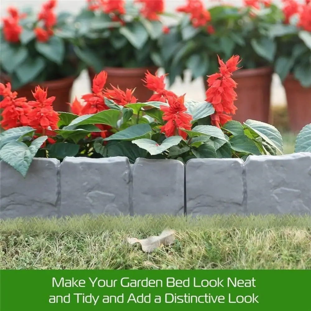 10PCS Gifts Imitation Stone Garden Fence Splicable Modular Fences Decorative Plant Support Stake DIY Garden Fences
