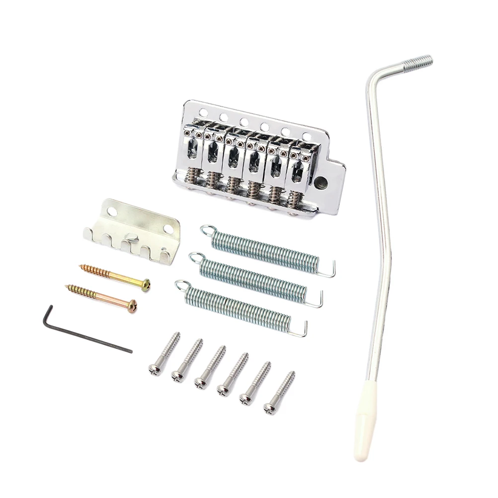 

GA202 Right Handed 6 String Flat ST Saddle Single Tremolo Bridge System for Electric Guitar Accessories Parts Screw-in Arm (Silv