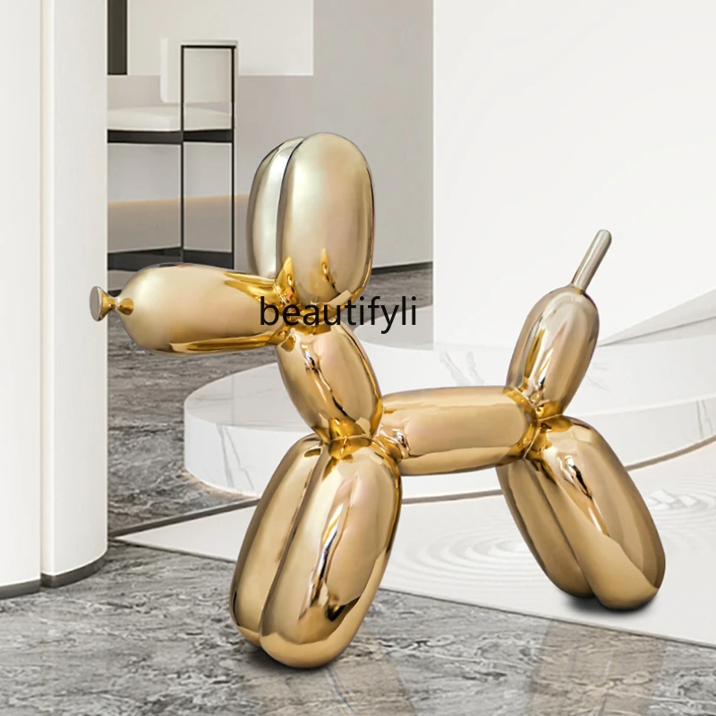 

Light Luxury Modern Creative Design Electroplating Cartoon Balloon Dog Sculpture Model Room Decoration Large Floor Ornaments