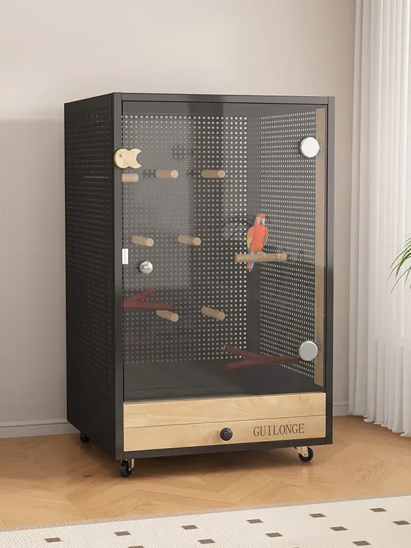 Bird Cage Solid Wood Parrot Cage Bird Cage Adult Cockatoo Breeding Ornamental DIY Landscaping