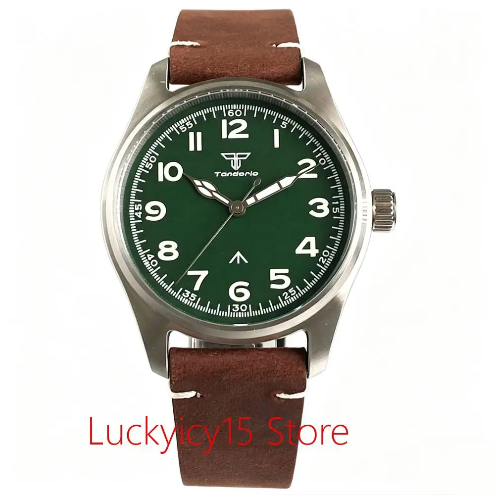 Pilot Watches for Men Classic Field Series Black/Blue/Green Face 20ATM VH31 Quartz Watch Luminous Mark Leather Band Reloj Hombre