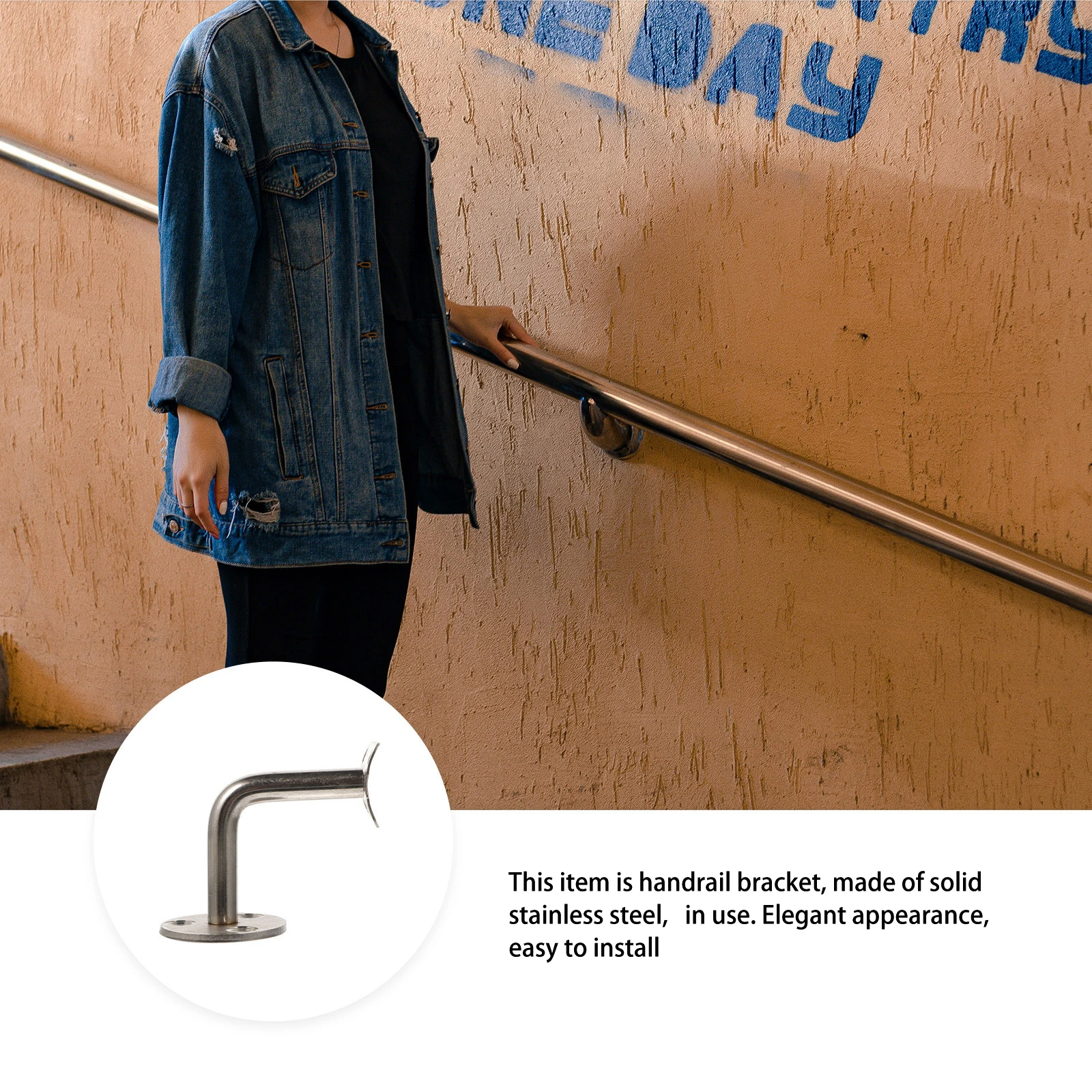 

4pcs Stainless Steel Stair Handrail Wall Hanger Accessories Durable Metal Railing Support Bracket For Indoor Outdoor Corridor