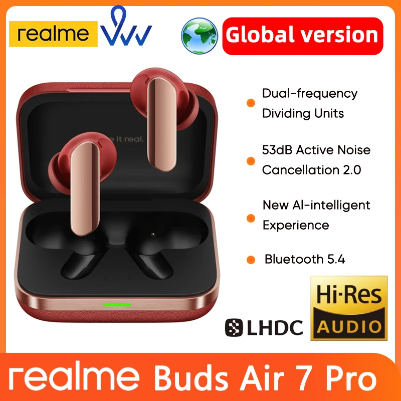 Realme Buds Air 7 Pro ワイヤレスイヤホン レッド Realme Buds Air 7 Pro With Active Noise Cancellation, IP55 Rating