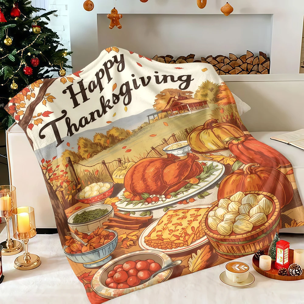 Vintage Engraved Clown Durable Thanksgiving High-Quality All-Season Flannel Throw Perfect for Office Chair Lap Use at Work