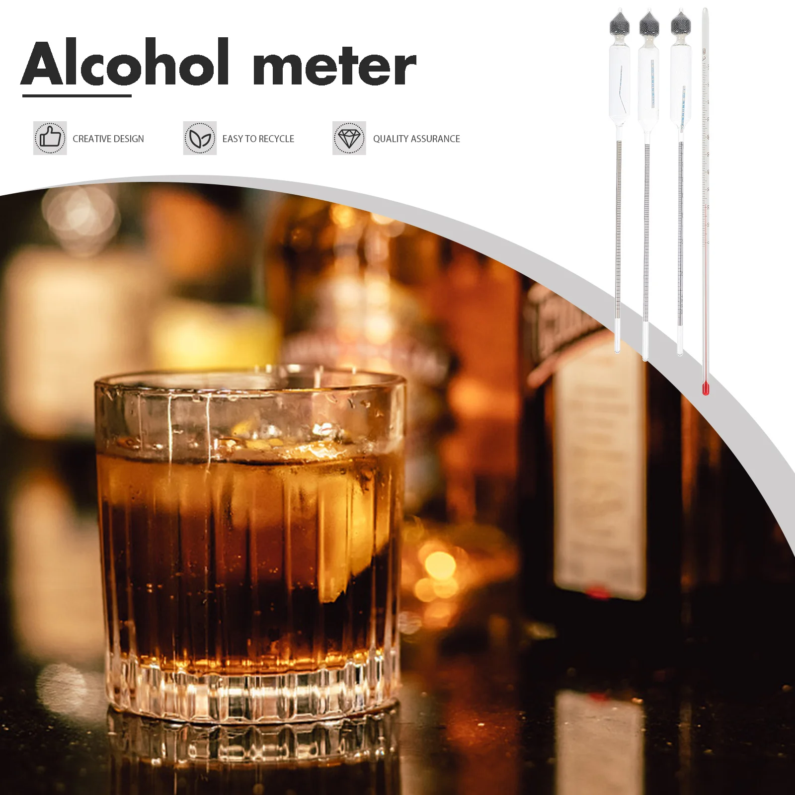 

1Set Accurate Alcohol Measuring Meter Compact and Lightweight for Home Wine Making and Liquor Testing Brewing Thermometer