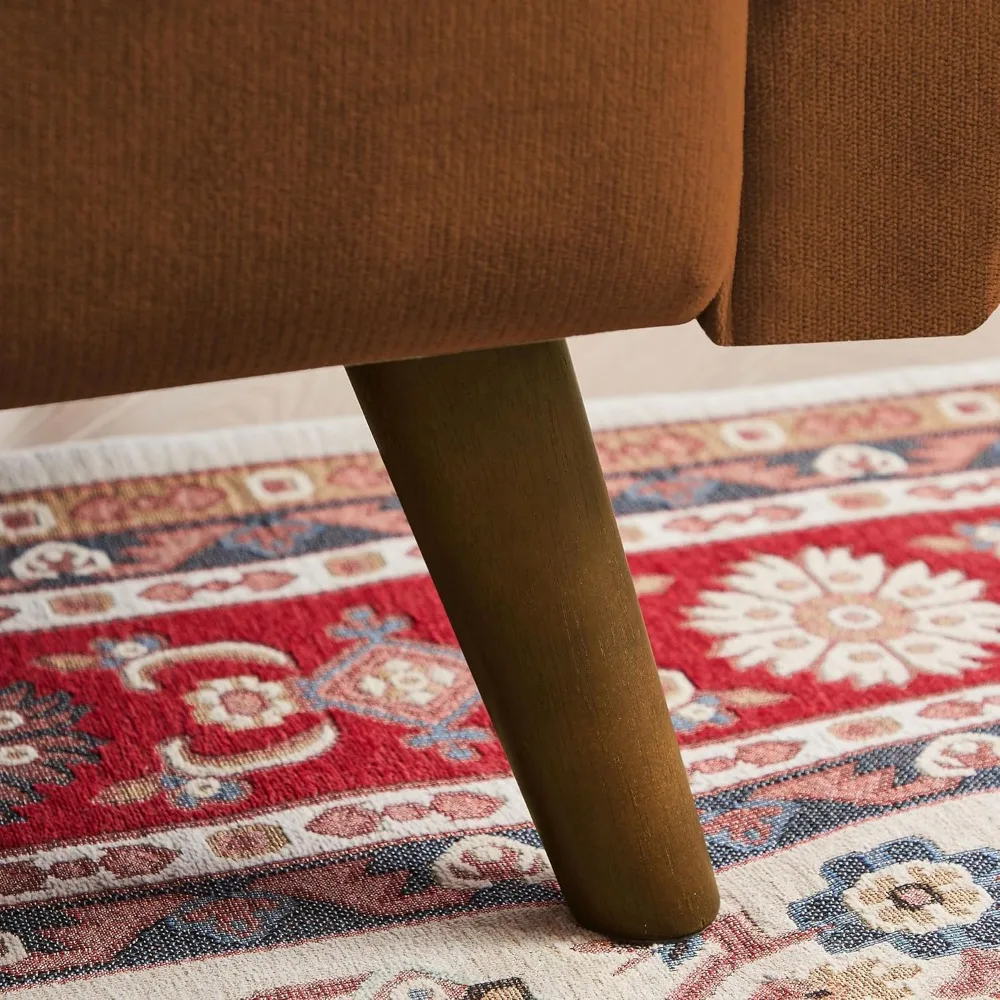 أريكة بمقعدين حديثة لمنتصف القرن مع وسائد خلفية وأرجل خشبية لغرفة المعيشة وأريكة صغيرة صديقة للمساحة