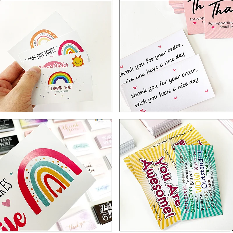 Thank You Cards Heart Rainbow Purple Marble Design Greeting Cards For Customer Gifts Shopping Appreciation Thank You Note