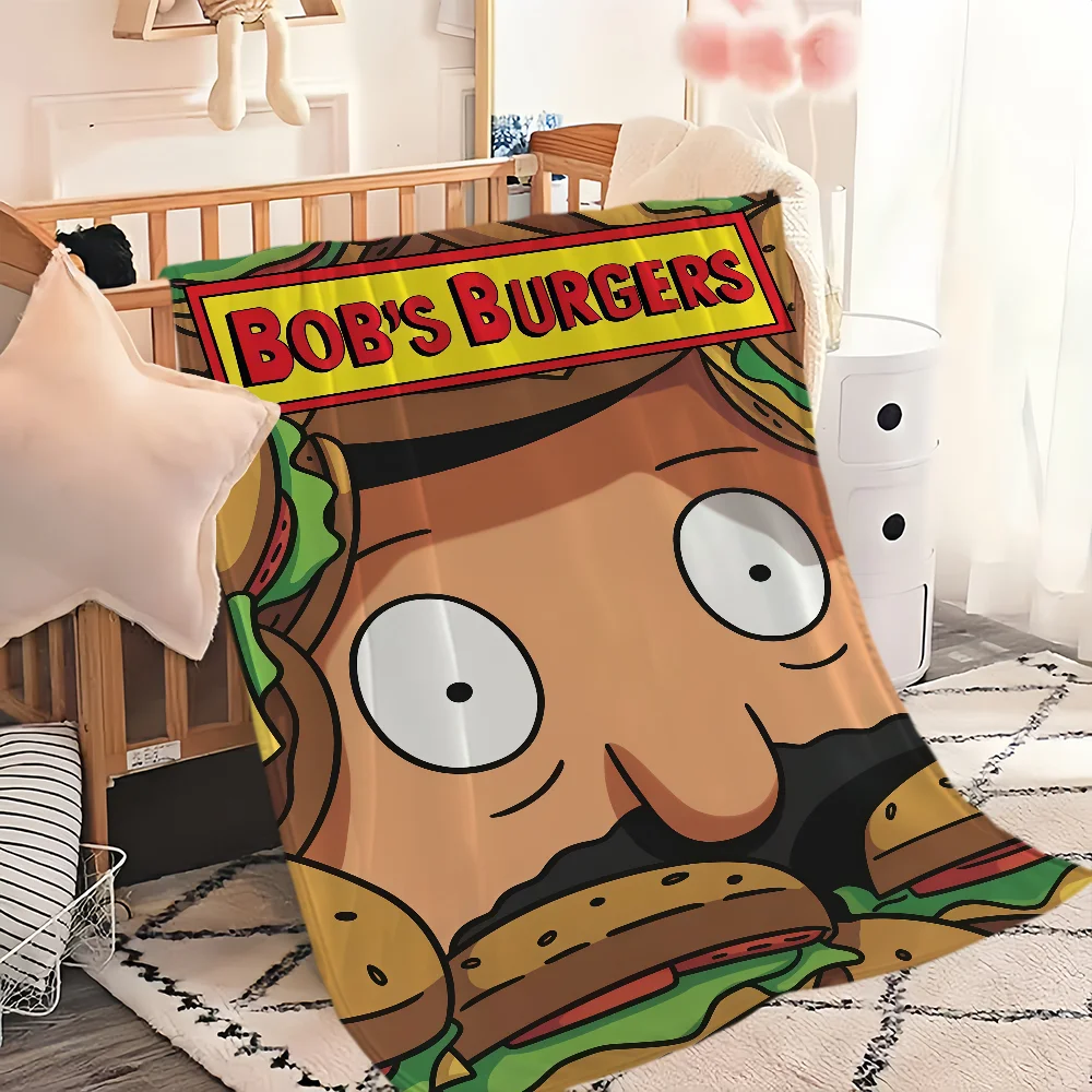 funny cartoon art b-Bobs b-Burgers Flannel warm comfort soft plush blanket for sofa living room office bedroom travel gift