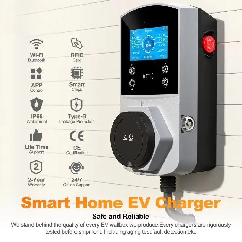 Stazione di ricarica per veicoli elettrici da pavimento 22 kW 16 A 32 A, caricabatterie regolabile tipo 2 da 240 V