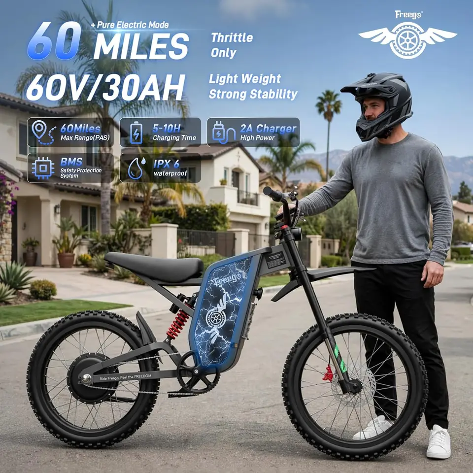 Freego X2pro Electric Bike Mexico Warehouse Shipment No Tax VAT Free Shipping Ebike 6000W 60v/30Ah Electric Bike Motorcycles image 2