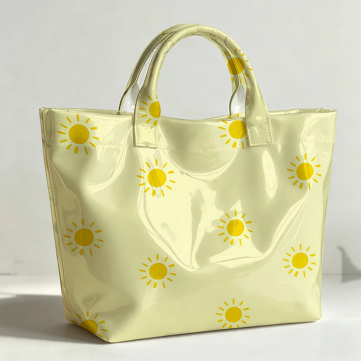 Sun pattern PVC Tote Bag Waterproof Transparent Jelly Bag Beach Bag Tote Pouch Bow Handbags Storage Bag
