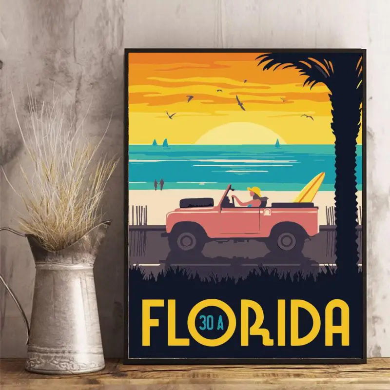 DIY Paint By Numbers Global City Scenic Spot View Digital Oil Paint for Adults Home Decor Cartoon Florida Sarasota Switzerland