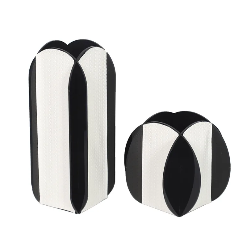

Modern Simple European Light Luxury Acrylic Leather Splicing Flower Ware Vase Ornament Model House Sales Soft Decoration