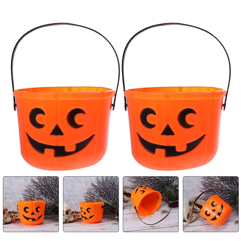 

4 Pcs Halloween Candy Container Pumpkin Bucket Bulk Portable Gift Buckets Snack Food Gifts