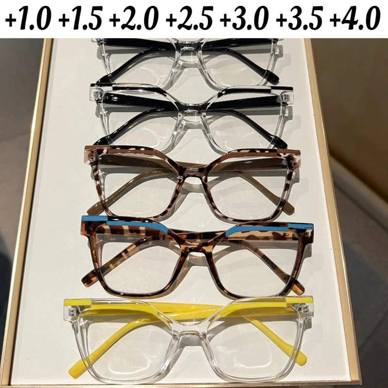 

Men's Women's Personalized Fashion Reading Glasses Neutral Classic Large Frame Blue Light Blocking Farsighted Glasses +3.5+4.0