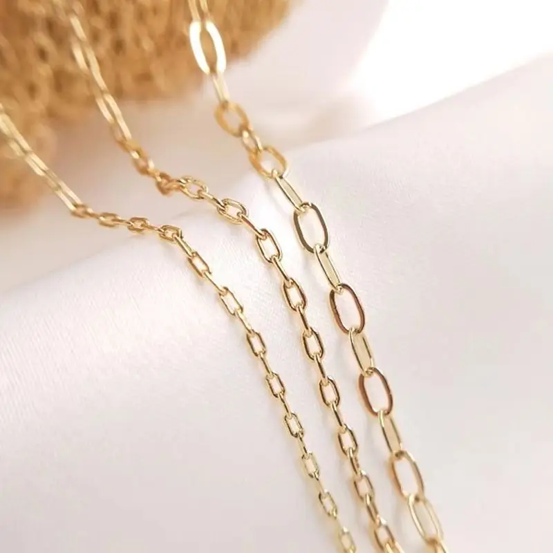 14K Gold Color Plated Rectangular O chain chain diy earring bracelet necklace material accessories loose chain