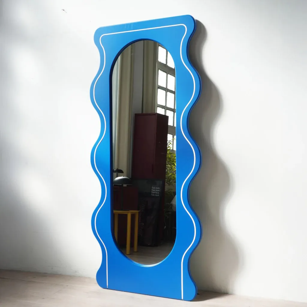 Cream wind wavy light full mirror LED light with oval wall