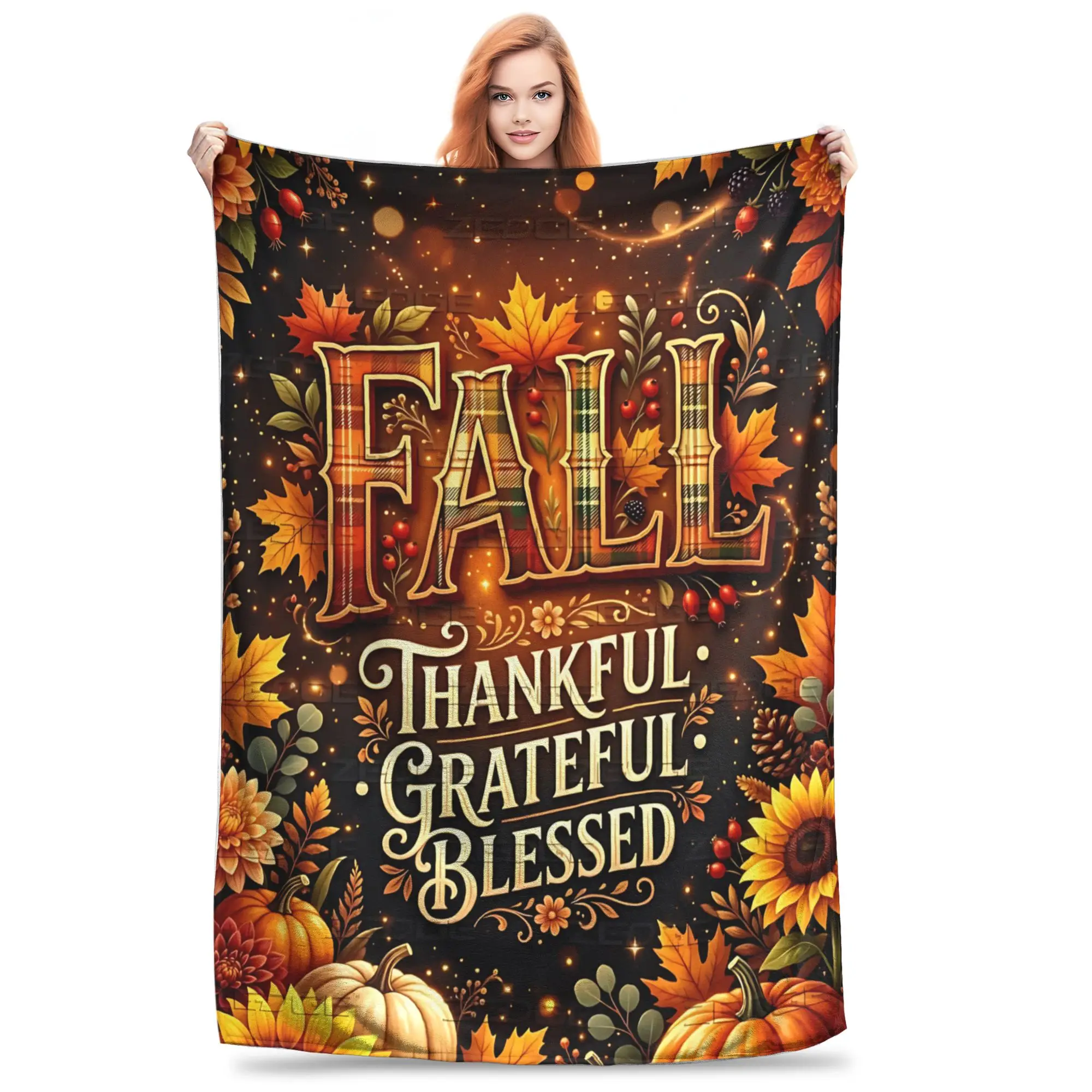 1PC Thankful Grateful Blessed  Winter Blankets for Adults Bedding Home Interior Sofa Knee Black Friday Deals