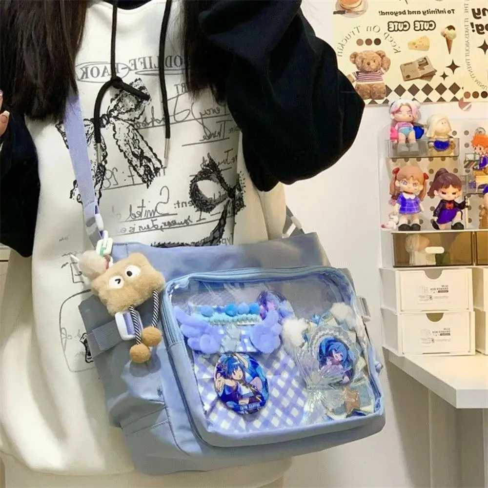 

Large Capacity Student Class Crossbody Canvas Bag Women's Versatile New Japanese Harajuku Solid Color Mailman Shoulder Tote Bag