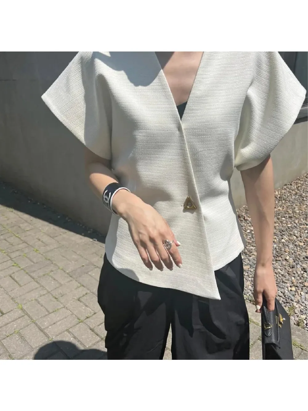 

Women Clothing V-neck Slim Waist Vest Jackets Solid Color Summer Waistcoat Fashion Irregular Chic Korean Tanks Ropa Mujer