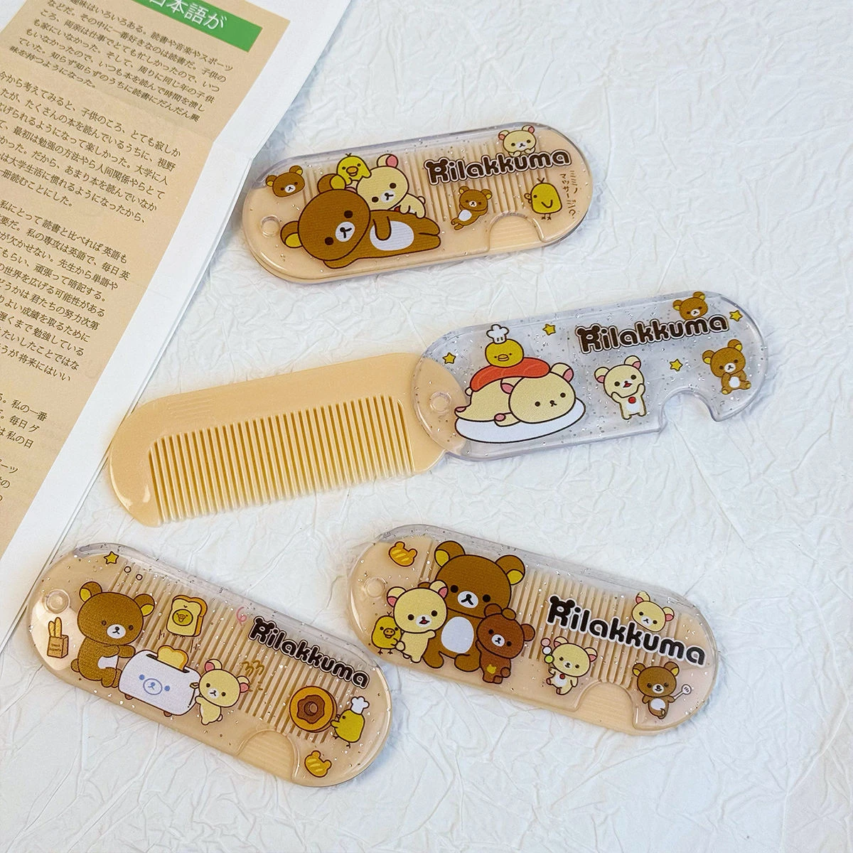 Japan Ancient flavor Rilakkuma portable student comb cute mini girl convenient folding bangs portable cartoon