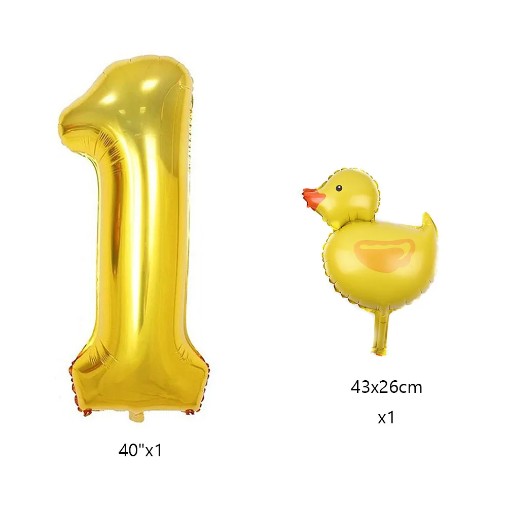 2Pcs Mini Duck Shape Foil Balloons Set Golden 40inch Number Balloon 0-9 Birthday Party Deco Baby Shower Air Globos Gifts view 2