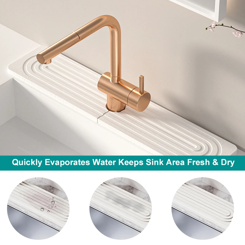 Fast Drying Diatomite Faucet Mat Super Absorbent Moisture-proof Diatomite Mats Bathroom Kitchen Sink Counter Durable Drain Pad