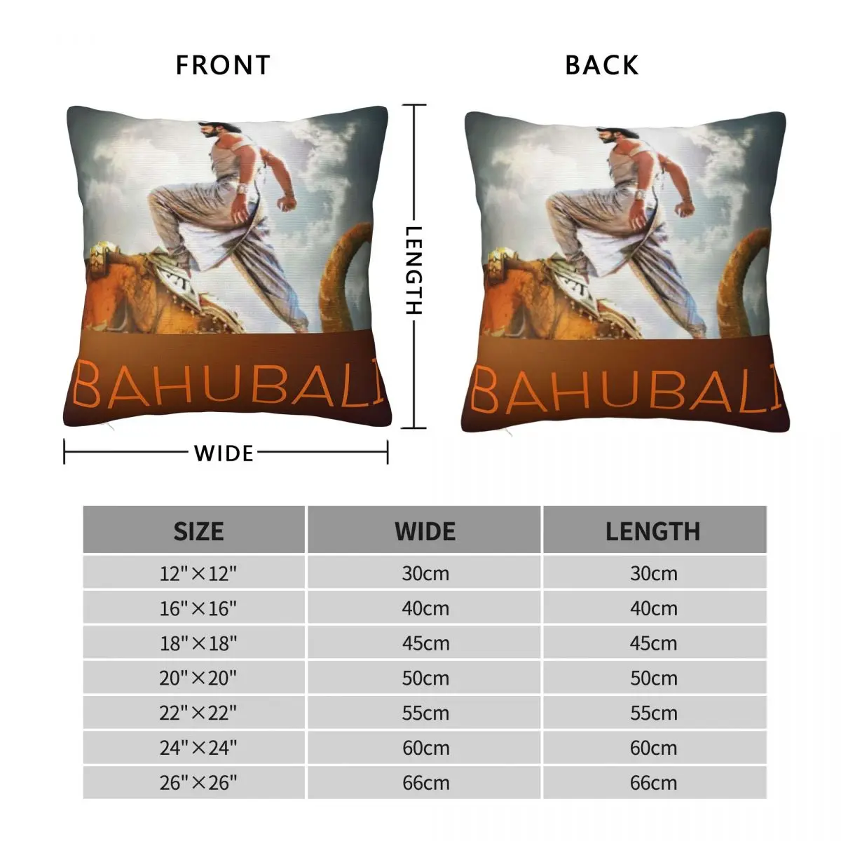 Baahubali Film Prabhas Square Pillowcase Polyester Linen Velvet Printed Zip Decor Sofa Cushion Cover