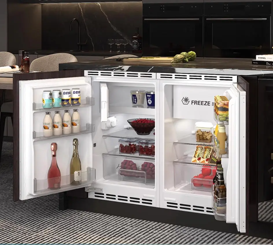 86L Integrated Plastic Fridge Freezer Single-Door Undercounter Built-in Refrigerator for Home Commercial Use Cars Hotels