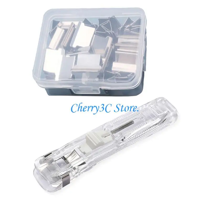 83CE Paper Clip Clamp Dispenser No Damage Binding, Reusable Metal Paper Clamps