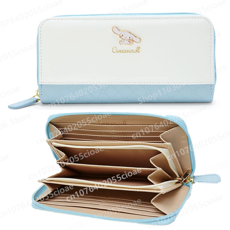 New Cinnamorolls Long Wallet Wallet Zipper Large Capacity Wallet Multi-card Bag Girls Kawaii Change Storage Bag Woman's Bag