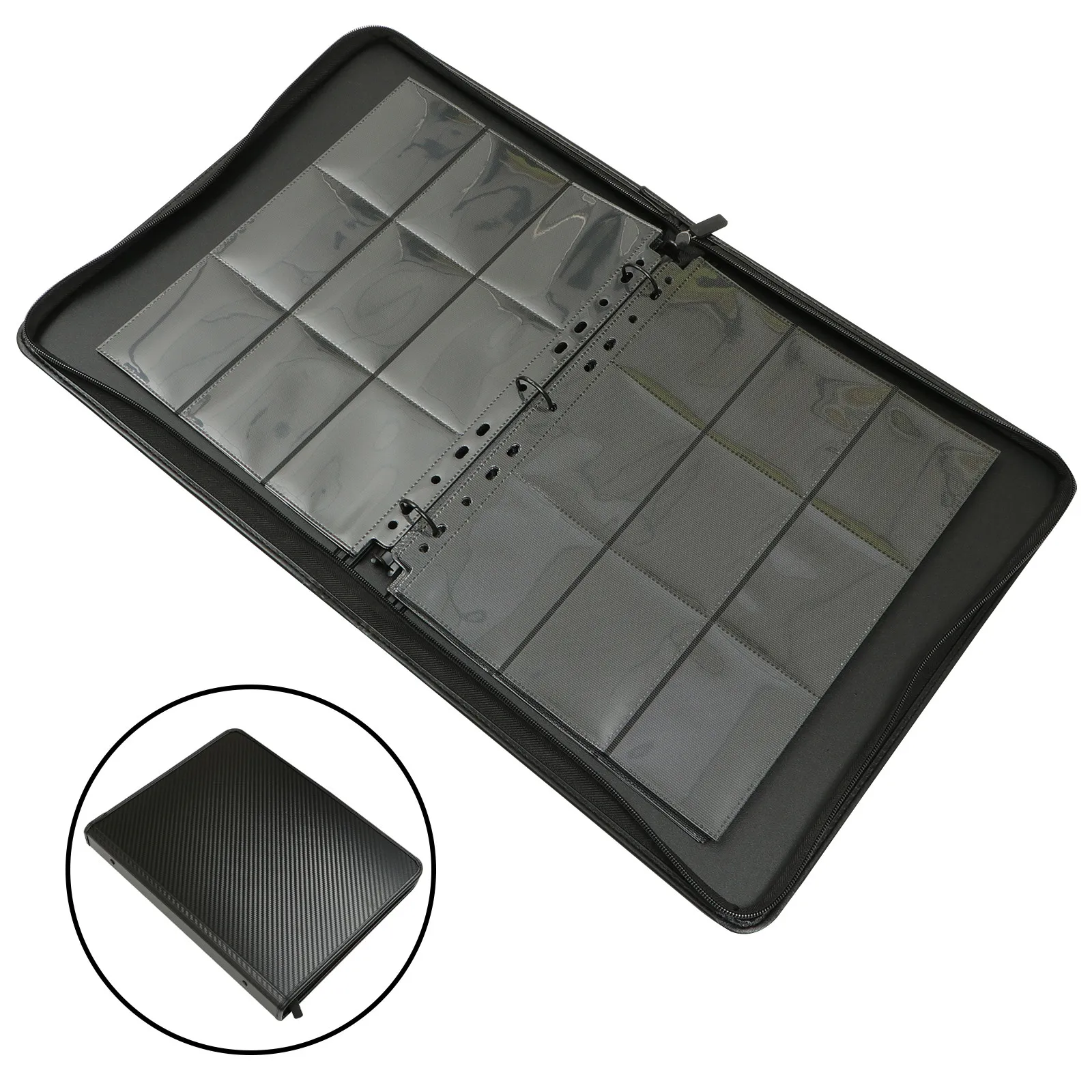 protezioni-trasparenti-per-carte-360-tasche-pagine-porta-carte-album-premium-in-fibra-di-carbonio-pp-leggero-impermeabile-per-carte-collezionabili