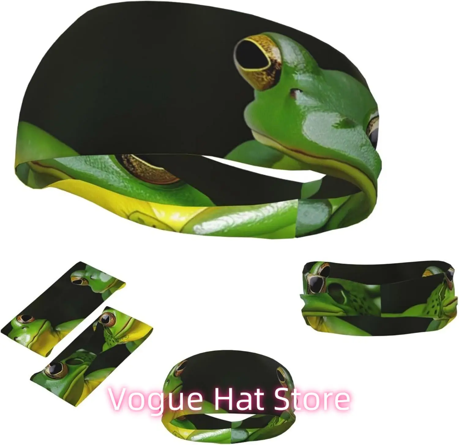 

Sports Headband for Men Women Moisture Wicking Athletic Sweatband Two Green Frogs Workout Sweat Bands Non Slip Headbands Stretch