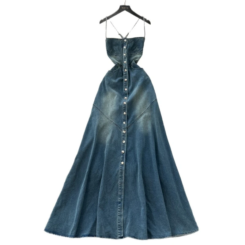 Long Dress Women Denim Dresses Sling Strapless A Line Vestidos Y2k Streetwear Sleeveless Sexy Elegant Party Night Work 2026 - view 5