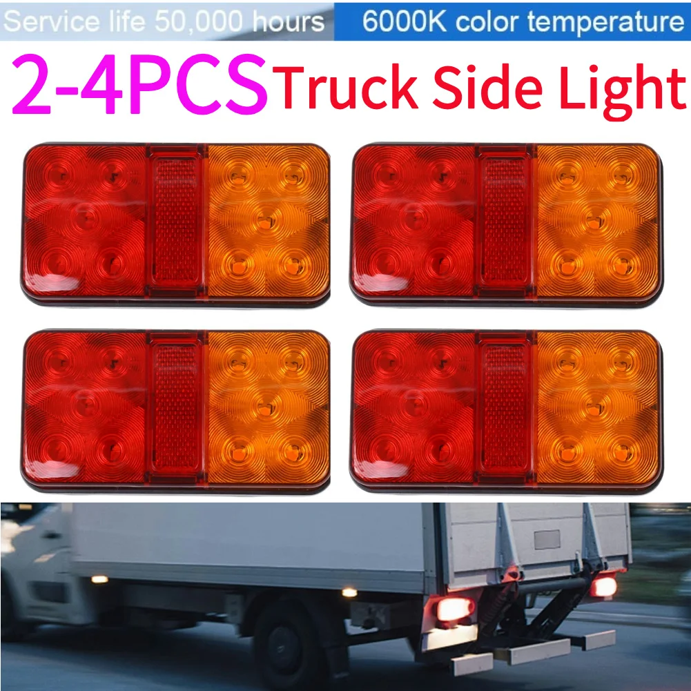 2-4Pcs Indicator Stop Light 12V LED Rear Tail Light Waterproof Trailer Truck Tail Lamp Rear Indicator Lamp For Trailer Caravan