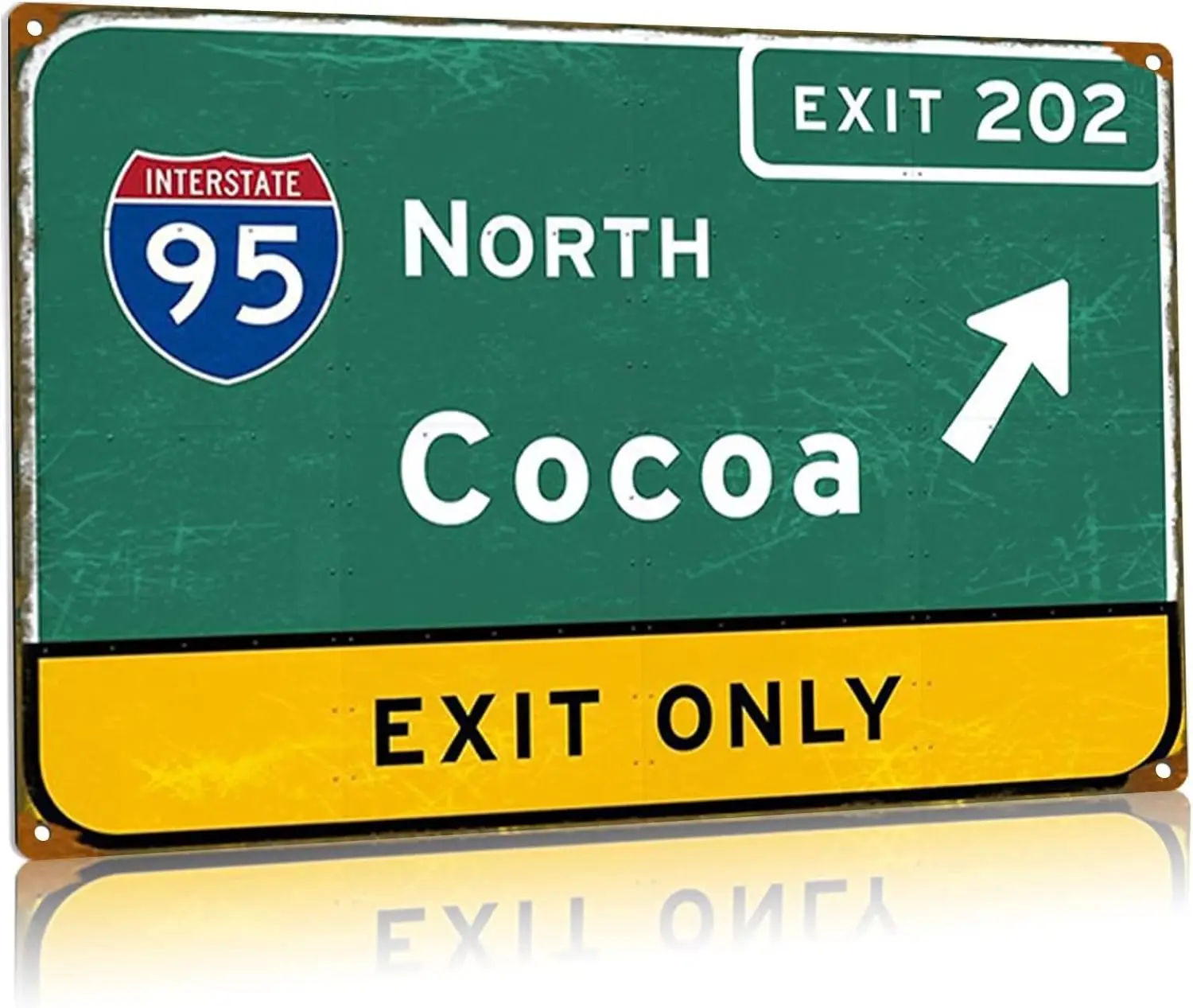 Cocoa Exit Only Metal Tin Signs Interstate 95 Vintage Metal Poster Highway Airport Directions Signs Garage Street Club Office Wa