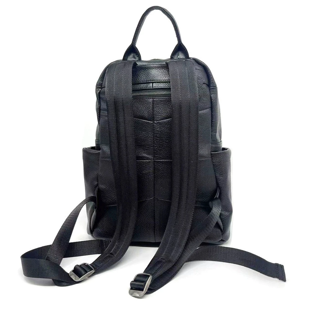 Schwarzer Rucksack aus echtem Leder für Herren, große Reisetasche aus echtem Rindsleder, große Jungen, doppelte Umhängetasche