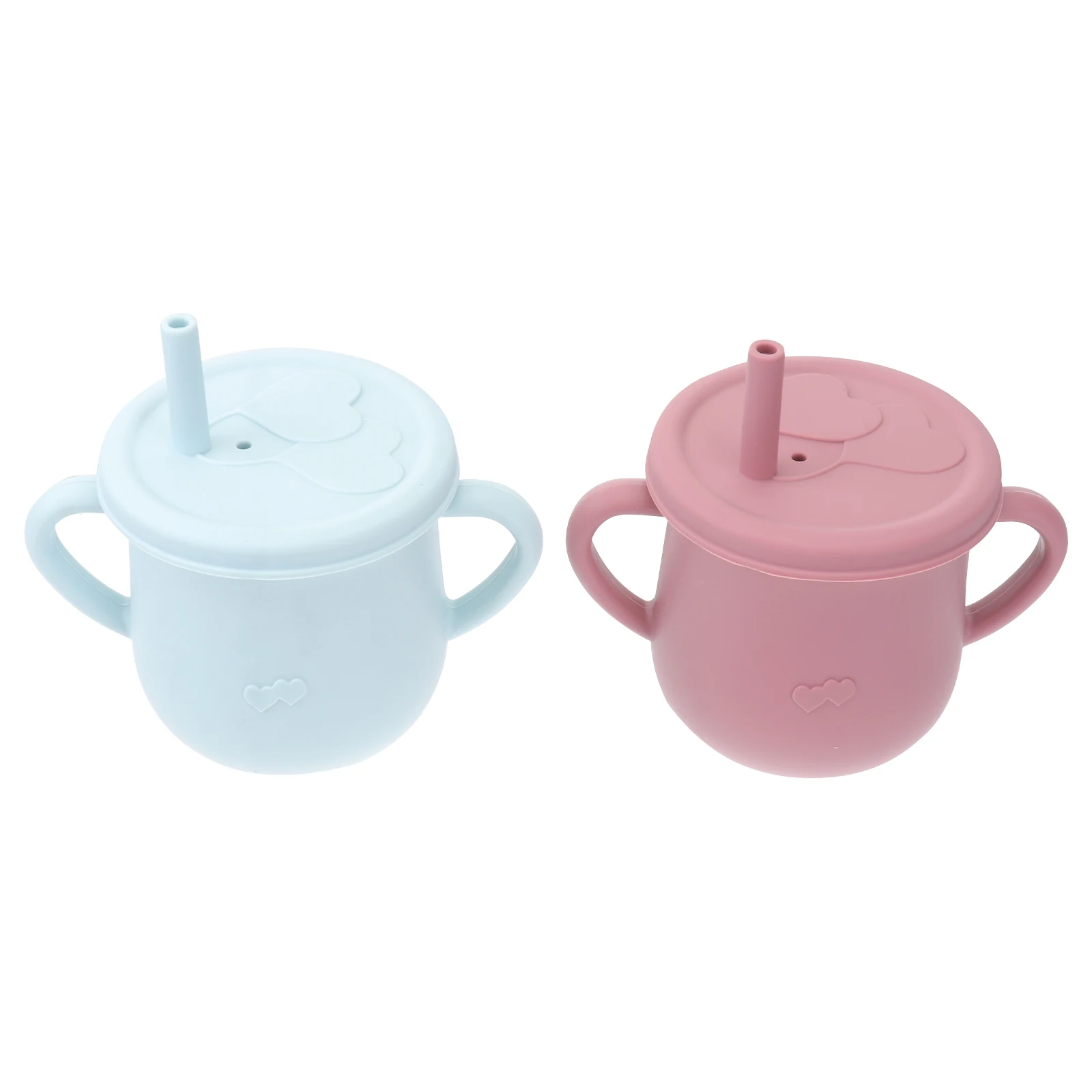

2pcs Silicone Straw Cup Baby Training Bottles Toddlers Kids Cups Lids Straws Trainer Water Drinking Sippy Eco Friendly