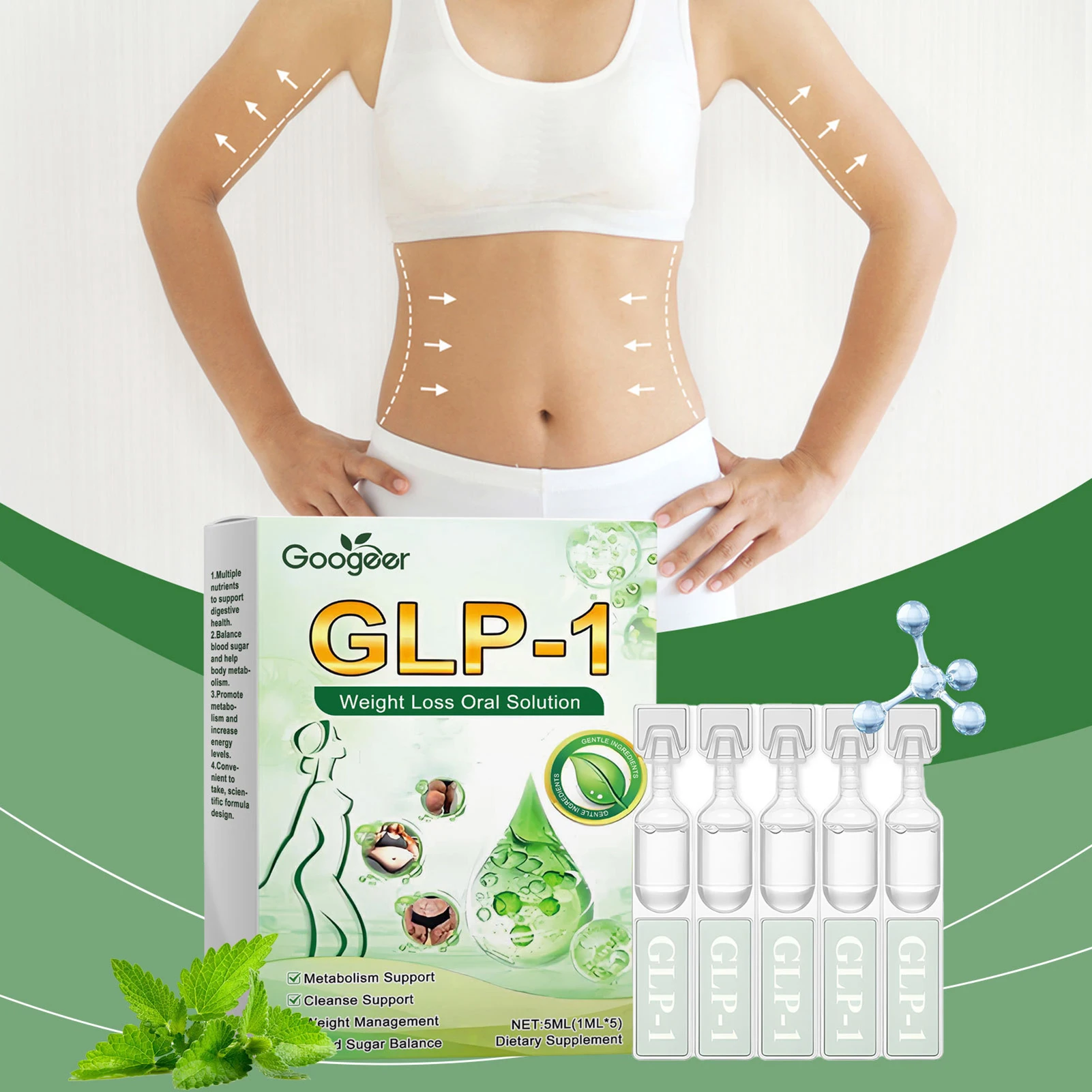 Natural Appetite GLP-1 Suppressant Weight Loss Drops Support Gut Digestive Metabolism Immune Energy Supplement Serum Drops
