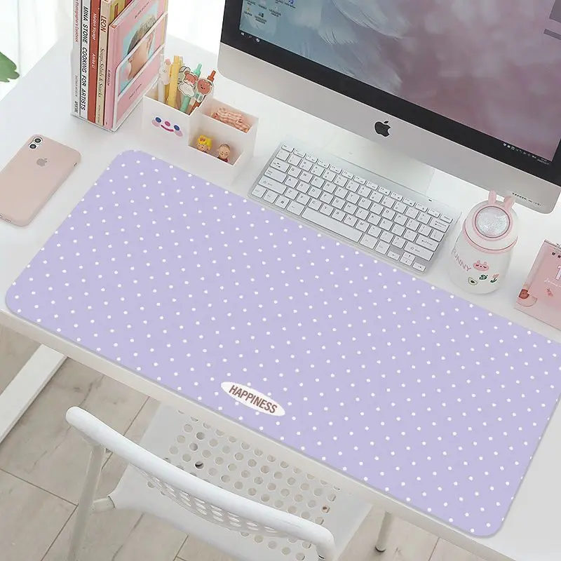 Leather Desk Pad Protector Korea Ins Colorful Polka Dots Y2K Mouse Pad Office Desk Mat Waterproof Non-Slip PU Desk Blotter Pad