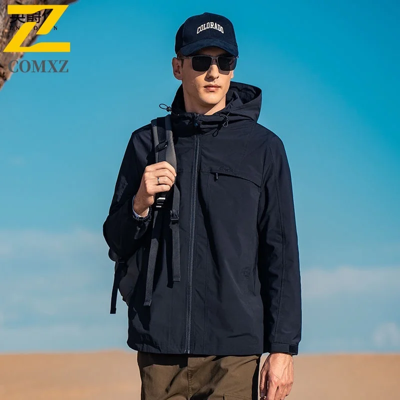 

Men Hooded Jacket Autumn New Stylish Business Casual Detachable Hood Outerwear Premium Comfort Lightweight Versatile Coat
