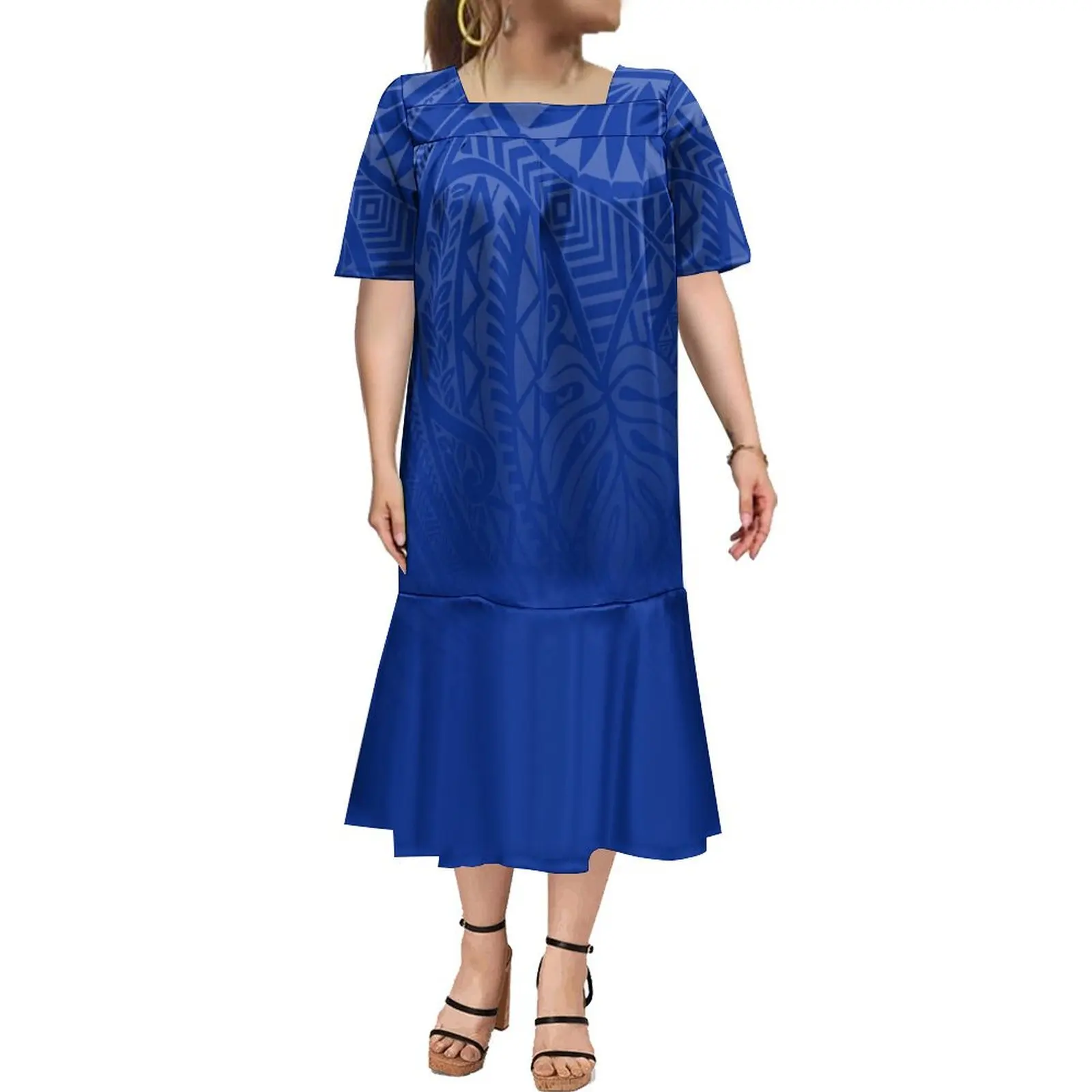 Women'S Square Neck Dress Micronesia Women'S Muumuu Women'S Mermaid Dress Plus Size 6xl Custom