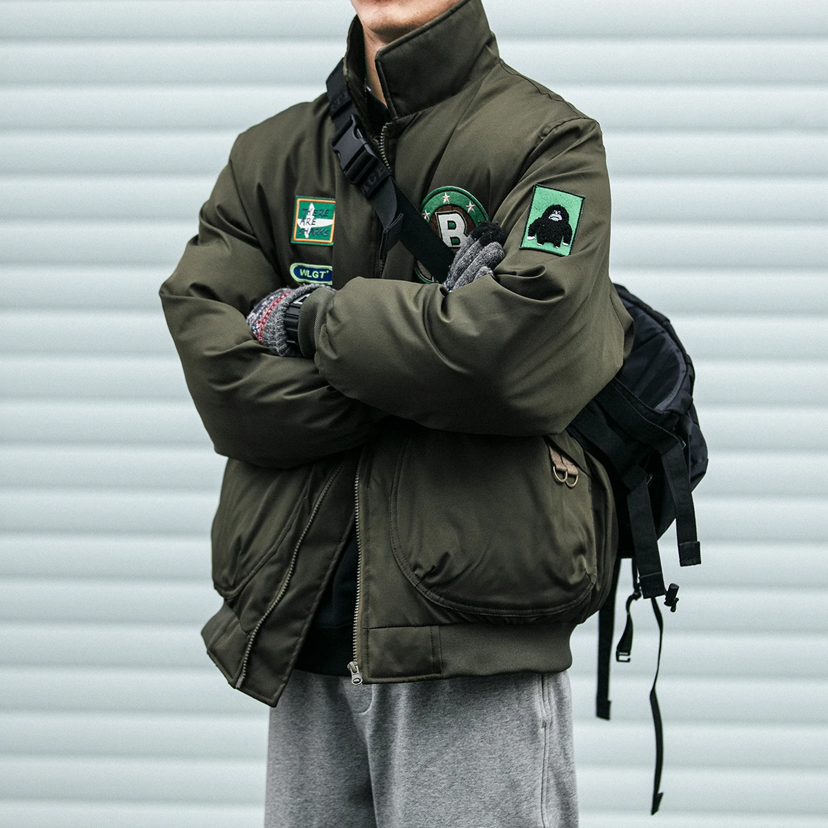 

American Casual Cotton Jaet Men's Autumn Winter Trendy Oversize Couple's Baseball Jaet Pilot Coat Warmth Stand Collar Zipper