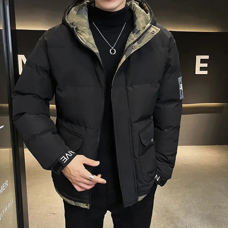 GELITAYIN Male Hoodie Jackets Black Men's Down Coats Winter Casual High Quality Novelty In Original Brands Y2k Joker Cheap Sale