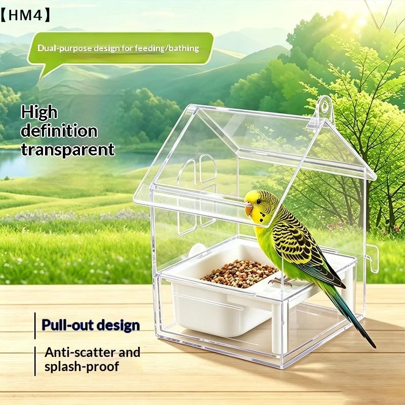 Hanging Parrot Feeder Prevent Scattering Bird Feeding Bowl Multifunction Bird Bath Parakeet Bathtub Bird Cage Accessories〔HM4〕