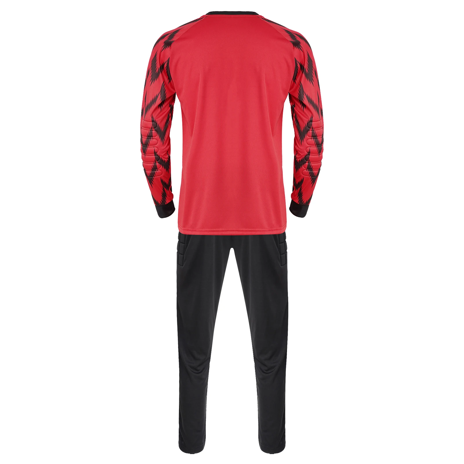 9-14Y Boys Soccer Goalkeeper Goalie Sport Suit Kids Football Training Match Uniform Long Sleeve Protective Padded T-shirt Pants